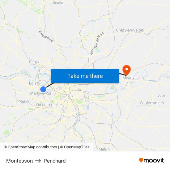 Montesson to Penchard map