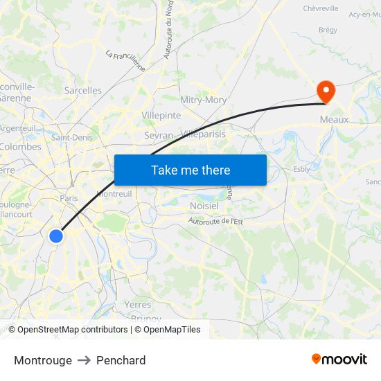 Montrouge to Penchard map