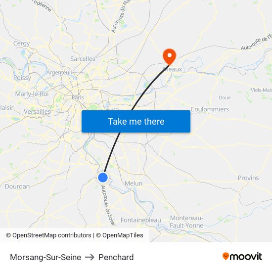 Morsang-Sur-Seine to Penchard map