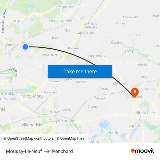 Moussy-Le-Neuf to Penchard map