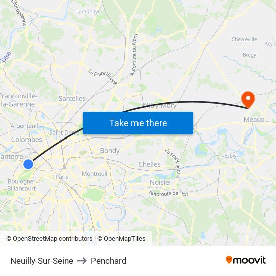 Neuilly-Sur-Seine to Penchard map