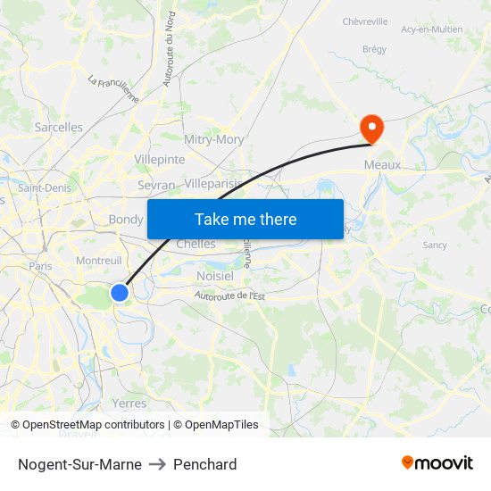 Nogent-Sur-Marne to Penchard map