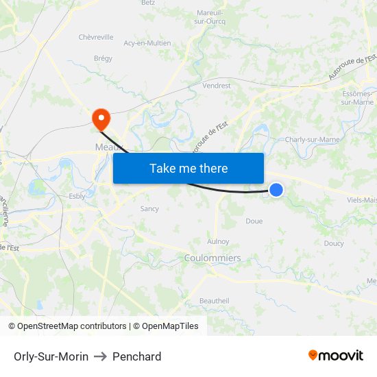 Orly-Sur-Morin to Penchard map