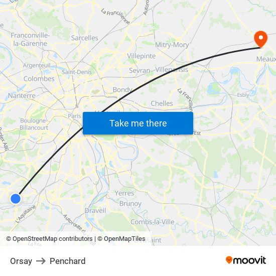 Orsay to Penchard map