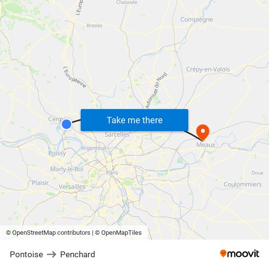 Pontoise to Penchard map