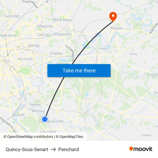 Quincy-Sous-Senart to Penchard map