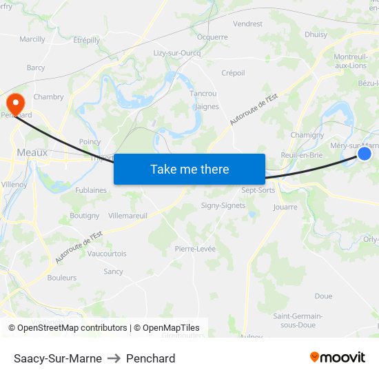 Saacy-Sur-Marne to Penchard map