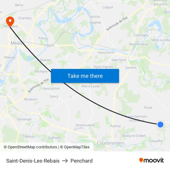 Saint-Denis-Les-Rebais to Penchard map