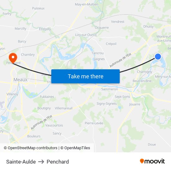 Sainte-Aulde to Penchard map