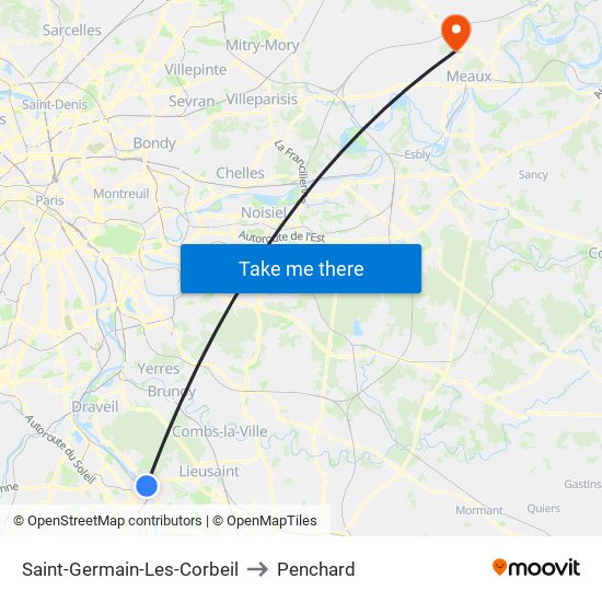 Saint-Germain-Les-Corbeil to Penchard map