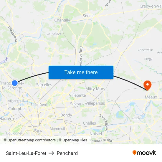 Saint-Leu-La-Foret to Penchard map
