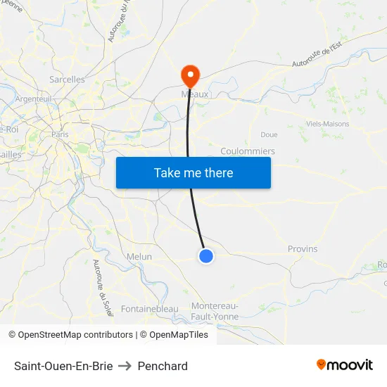 Saint-Ouen-En-Brie to Penchard map