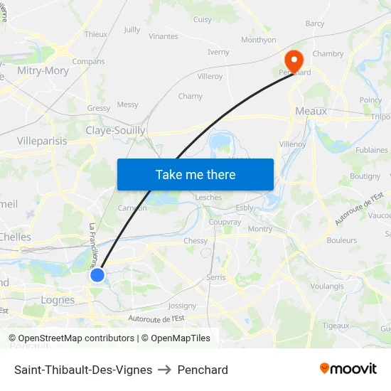 Saint-Thibault-Des-Vignes to Penchard map