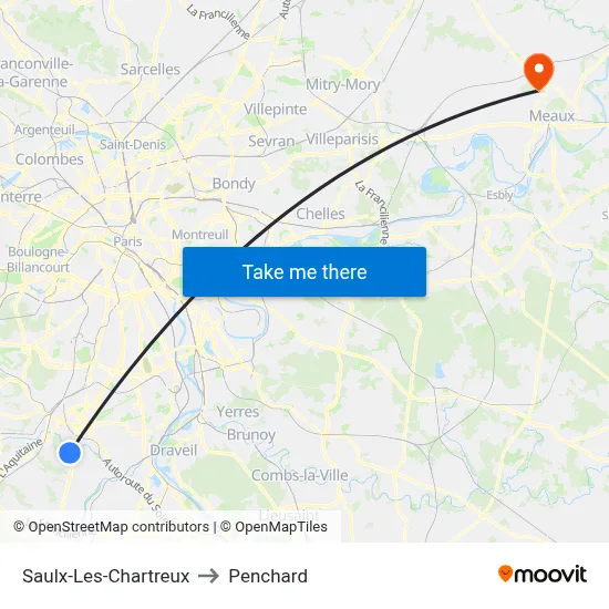 Saulx-Les-Chartreux to Penchard map
