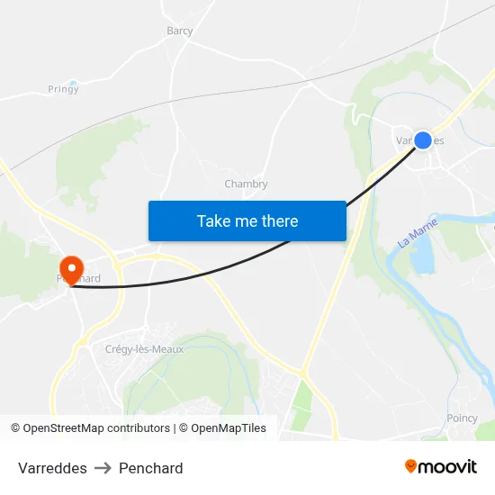 Varreddes to Penchard map