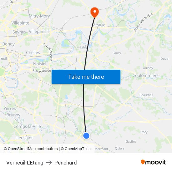 Verneuil-L'Etang to Penchard map