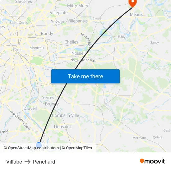 Villabe to Penchard map