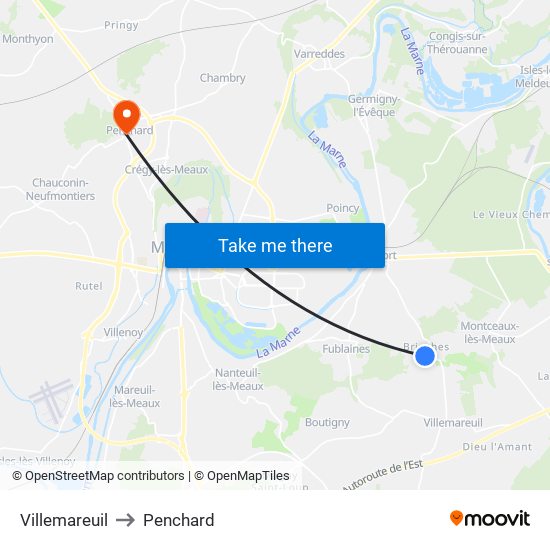 Villemareuil to Penchard map