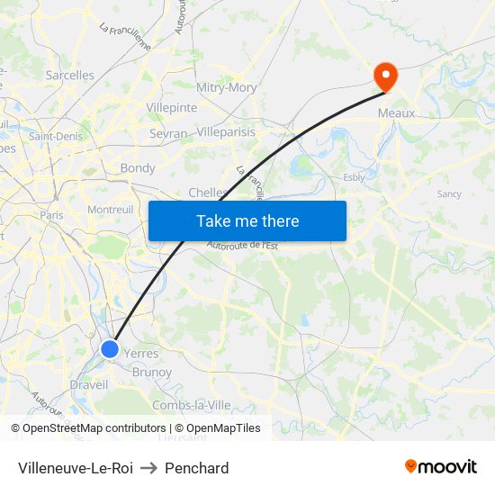 Villeneuve-Le-Roi to Penchard map