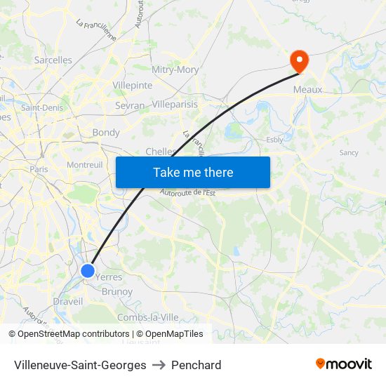 Villeneuve-Saint-Georges to Penchard map