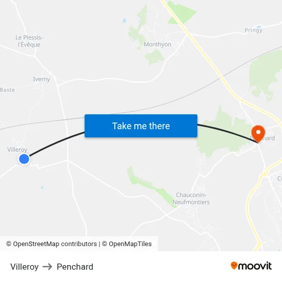 Villeroy to Penchard map