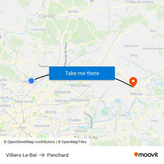 Villiers-Le-Bel to Penchard map