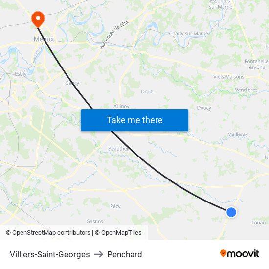 Villiers-Saint-Georges to Penchard map