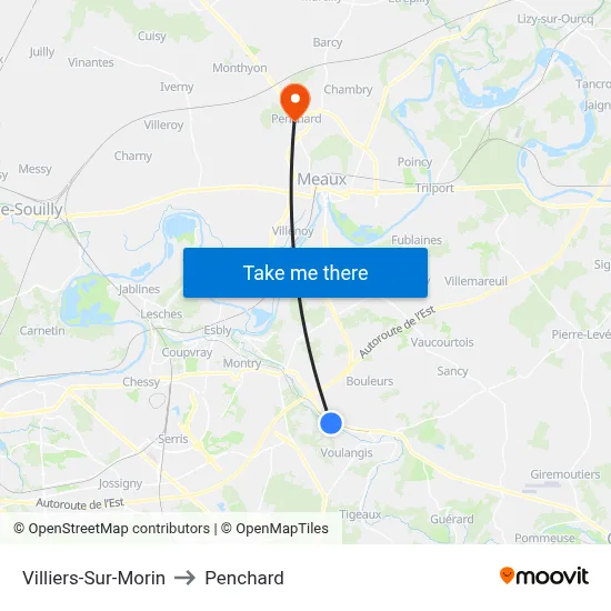 Villiers-Sur-Morin to Penchard map