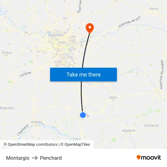 Montargis to Penchard map