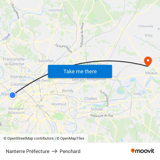 Nanterre Préfecture to Penchard map