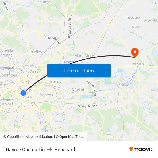 Havre - Caumartin to Penchard map