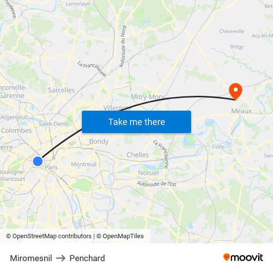 Miromesnil to Penchard map
