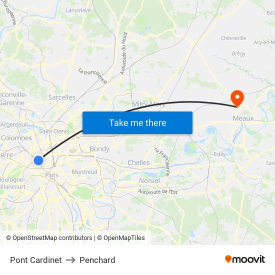 Pont Cardinet to Penchard map
