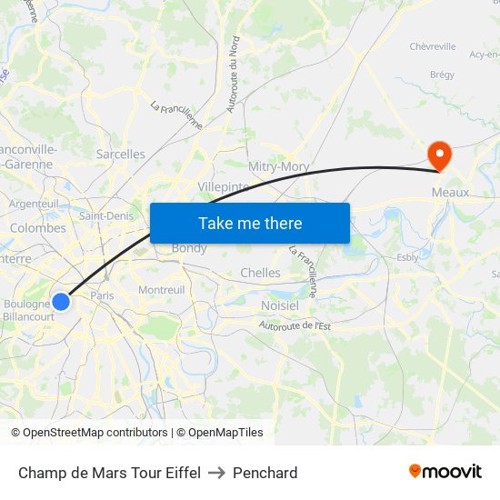Champ de Mars Tour Eiffel to Penchard map