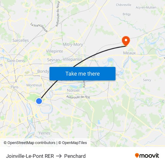 Joinville-Le-Pont RER to Penchard map
