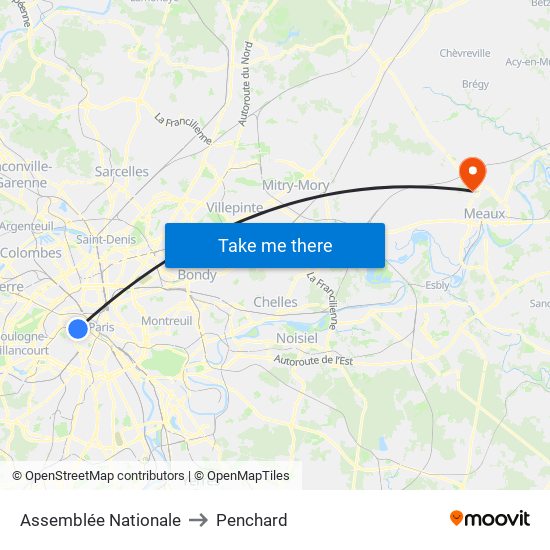 Assemblée Nationale to Penchard map