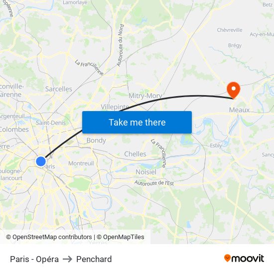 Paris - Opéra to Penchard map