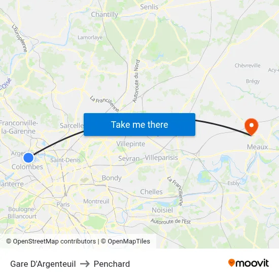 Gare D'Argenteuil to Penchard map