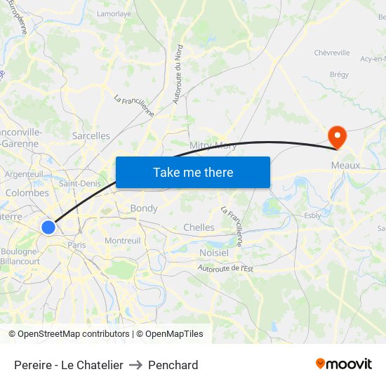 Pereire - Le Chatelier to Penchard map