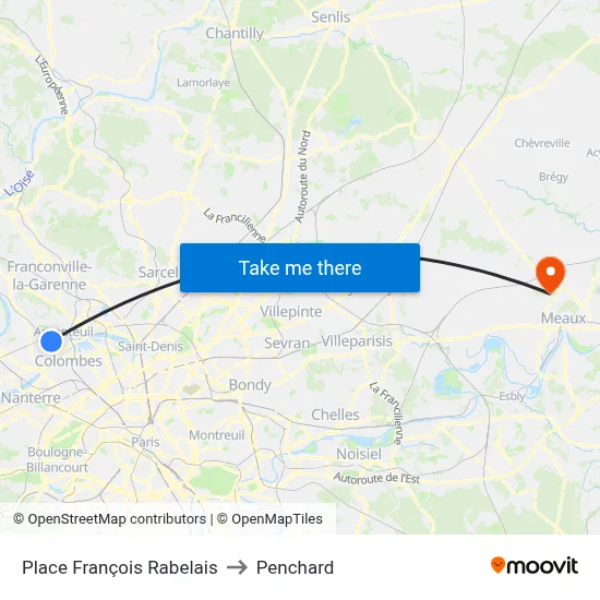 Place François Rabelais to Penchard map