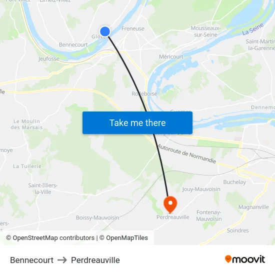 Bennecourt to Perdreauville map