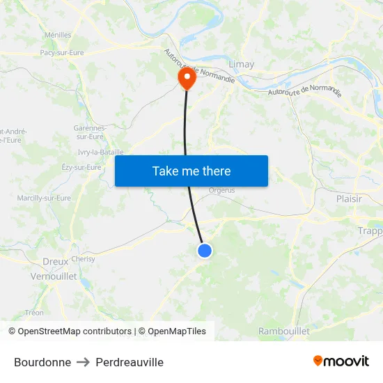 Bourdonne to Perdreauville map