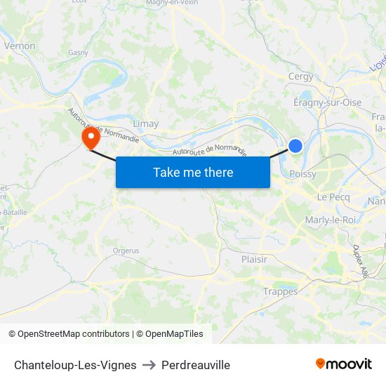 Chanteloup-Les-Vignes to Perdreauville map