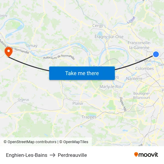 Enghien-Les-Bains to Perdreauville map