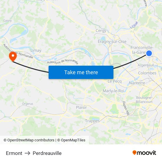 Ermont to Perdreauville map