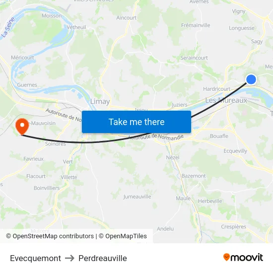 Evecquemont to Perdreauville map