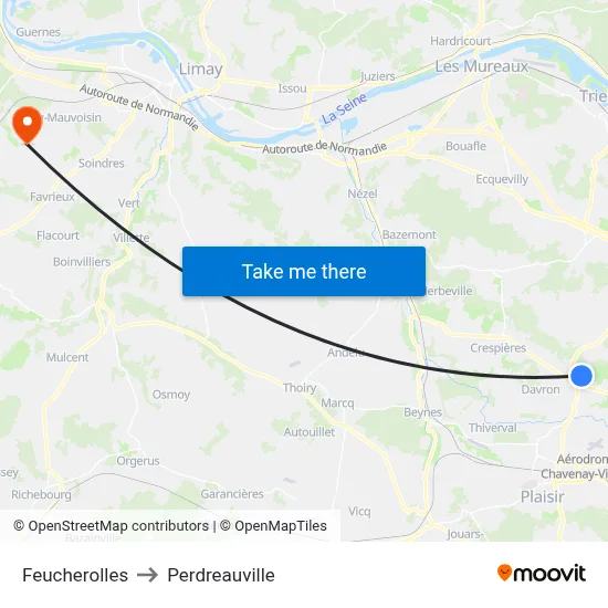 Feucherolles to Perdreauville map