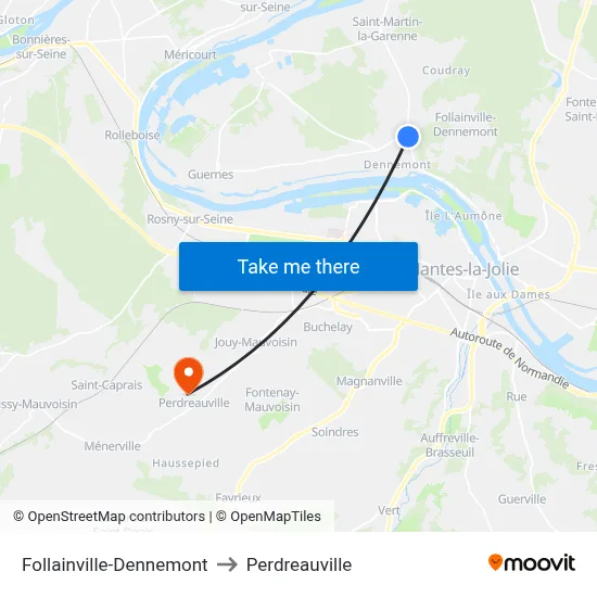 Follainville-Dennemont to Perdreauville map