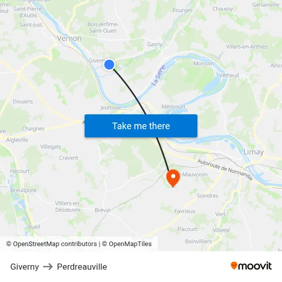 Giverny to Perdreauville map