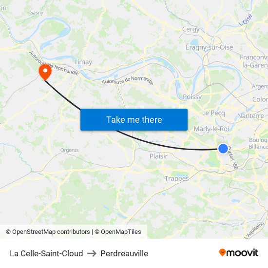 La Celle-Saint-Cloud to Perdreauville map